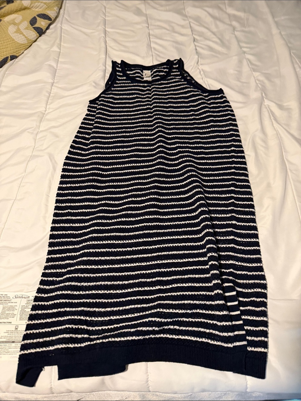 Pact Navy and White Striped crochet swim coverup size L